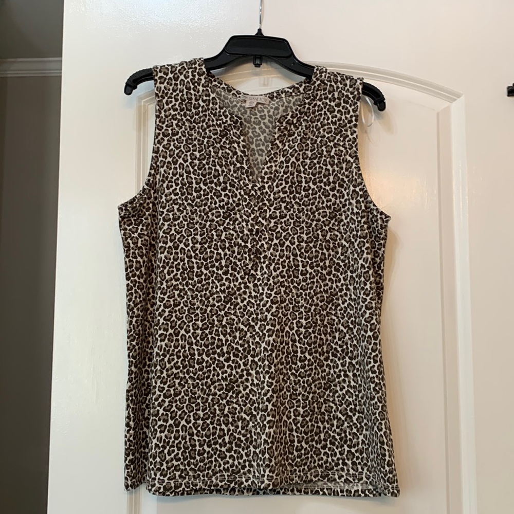 Large animal print sleeveless top
